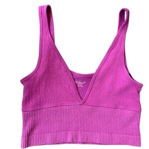 Urban Outfitters Out From Under Ribbed Deep V-Neck Crop Tank M/L, Light Plum